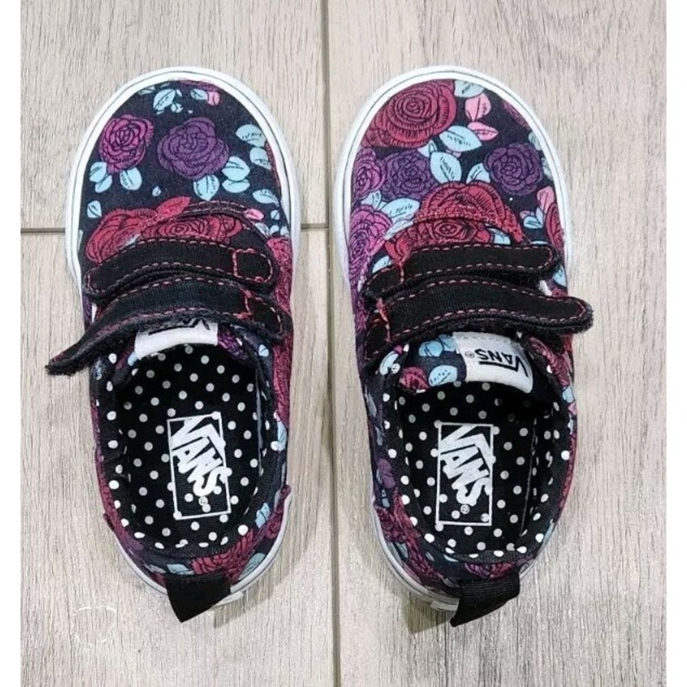 Vans Off The Wall Floral Roses Girls Toddler Size 7 Pink Purple‎ - Picture 3 of 8